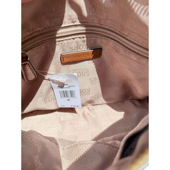 Michael Kors Cindy Dome Crossbody Bag MK Signature Natural Acorn Gold Large - Picture 5 of 10